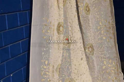 Sequin work embroidery on Dyeable Georgette Fabric Dno332184RFD